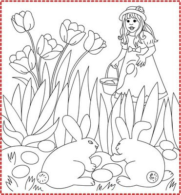 easter bunny coloring in pages. Easter Egg Hunt (Joking