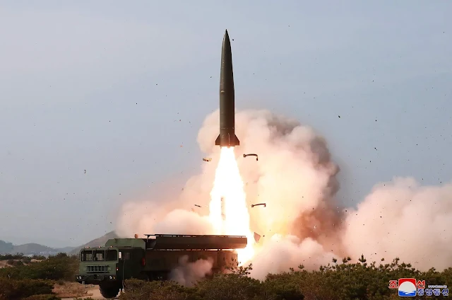 Image Attribute: May 4, 2019, Short Ballistic Missile Launch from Hodo Peninsula Training Area by North Korea. The missile that resembles the Russian-designed 9K720 Iskander-M / Source: Korean Central News Agency (KCNA)