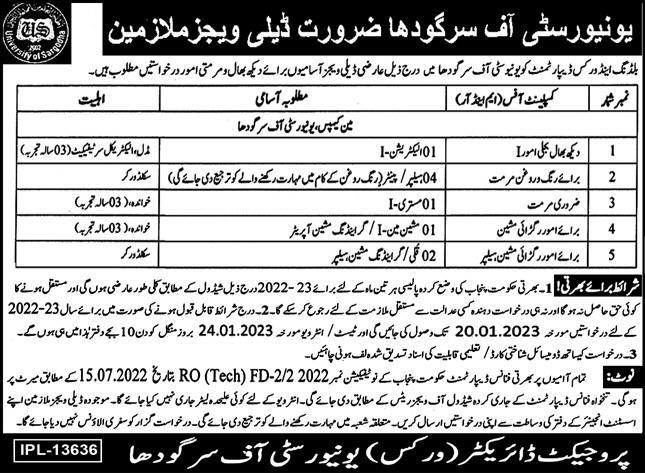 Latest University of Sargodha UOS Human Resource Posts Sargodha 2022