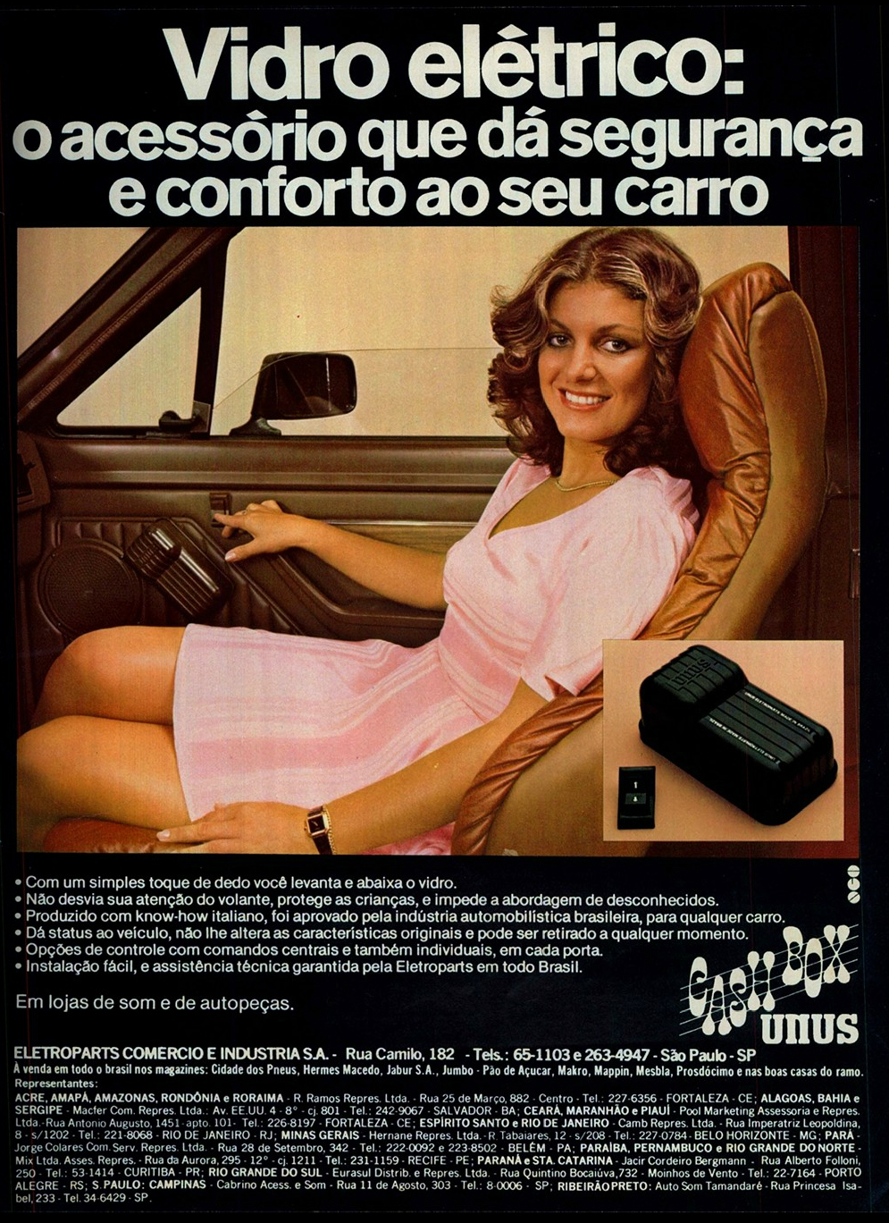 Anúncio promovia o vidro elétrico em automóveis no ano de 1979