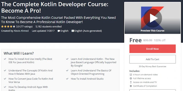 [100% Off] The Complete Kotlin Developer Course: Become A Pro!| Worth 99,99$