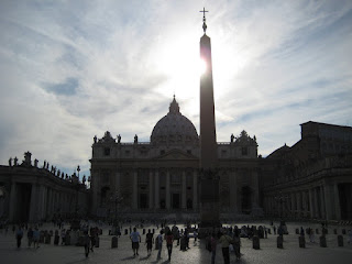 Obelisk in front of St. Peter's Basilica.