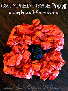 Poppy Crafts & Song for #RemembranceDay / #VeterensDay - simple enough for preschooler