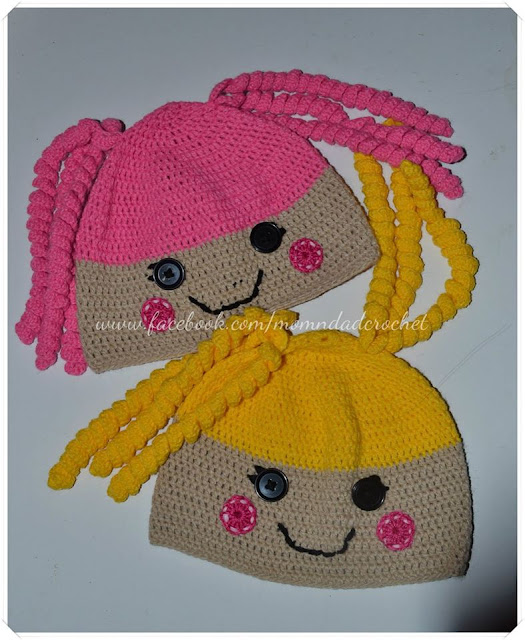 crochet hat, free crochet pattern, Lalaloopsy,