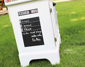 Upcycled Nightstand to Play Kitchen Bliss-Ranch.com #playkitchen #chalkboard