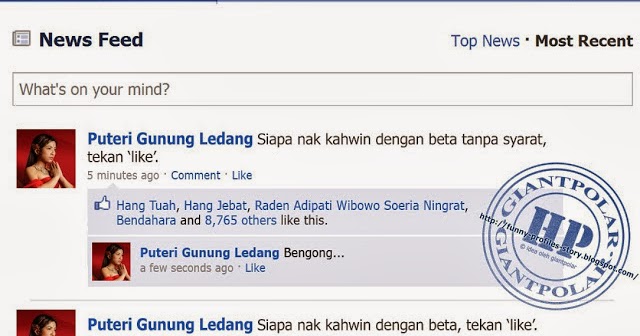 Lawak facebook : Puteri Gunung Ledang  Himpunan Koleksi 