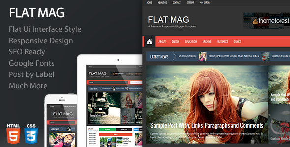 Flat Mag - Responsive Magazine Blogger Template