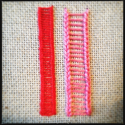 Broderisting tutorial. Vejledning med billeder. Ladder stitch.