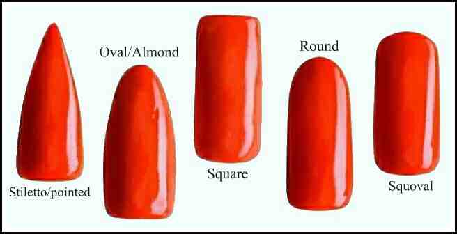 ... most popular nail shapes with the two on the left being the shapes of