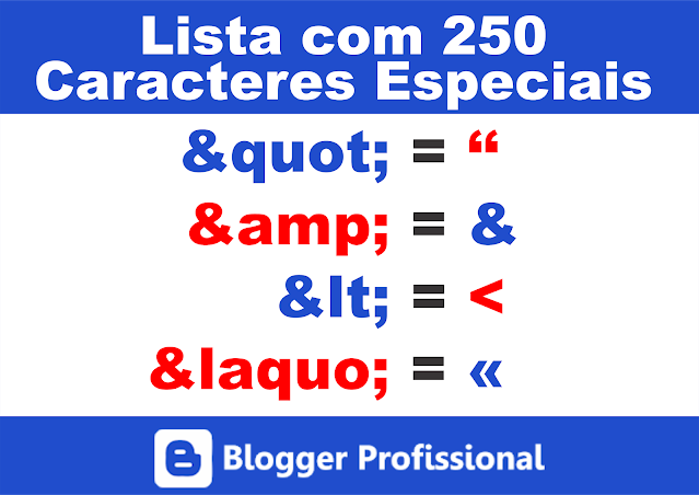 Lista de Caracteres especiais Blogger