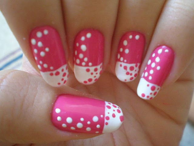 Playful Polka Dots Pink Nail Art