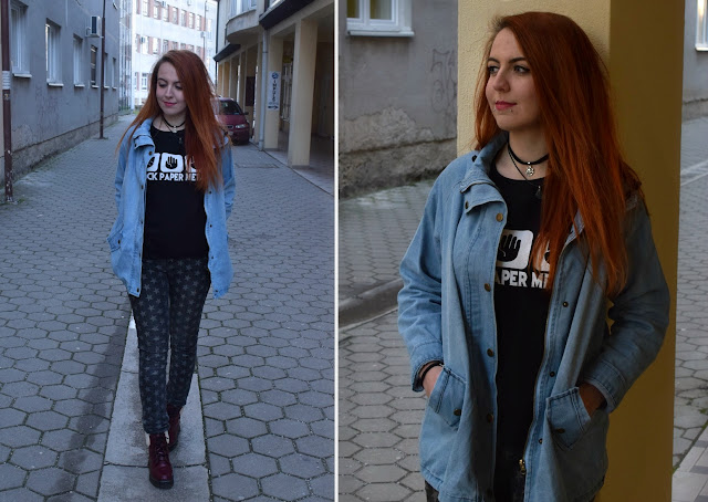 zaful, recenzija,  topla odjeća, jakna, traper, crvena kosa, narančasta kosa, ginger girl, blogeri, balkan, moda, stil, plave oči, pirs, snakebites piercing, pierced, cool, kul, denim style, alternativka