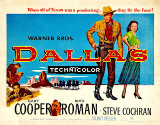 DALLAS. Cartelera Half Sheet: 71 x 56 cms. Estados Unidos. DALLAS, CIUDAD FRONTERIZA. Dallas. 1950. Estados Unidos. Dirección: Stuart Heisler. Reparto: Gary Cooper, Ruth Roman, Steve Cochran, Raymond Massey, Barbara Payton, Leif Erickson, Antonio Moreno, Jerome Cowan, Reed Hadley, Gil Donaldson.