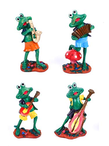 TIED RIBBONS Frogs Playing Musical Instruments Decoration Items For Study Room/ Office, Set of 4