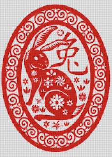 rabbit chinese zodiac free cross stitch pattern