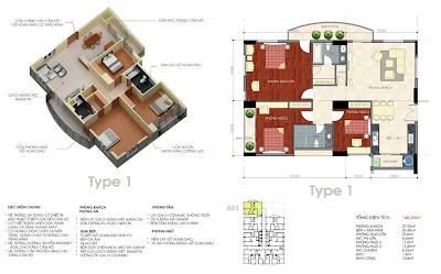 Căn hộ TYPE 1 Quốc Cường Gia Lai 1 145,33m2