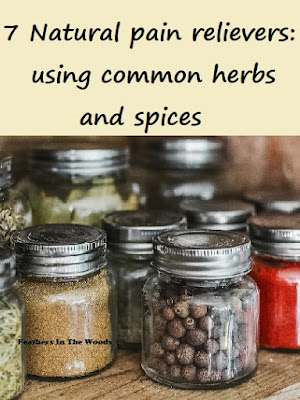 common herbs and spices in jars for use in natural pain relief