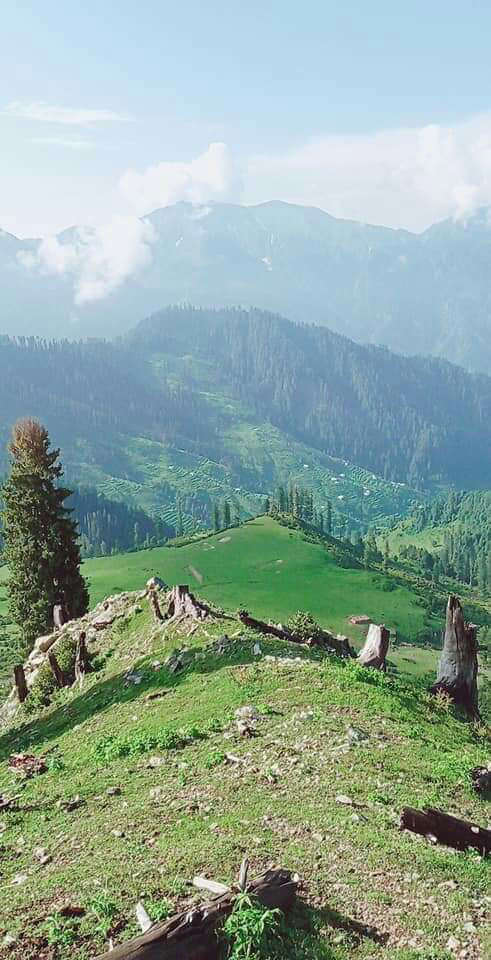 from Galai medan front Gangwall valley center background Malki Sar and right Kar Sar  Allai valley. Gangwall valley. Galai medan or Galai meadows Gangwall valley Allai