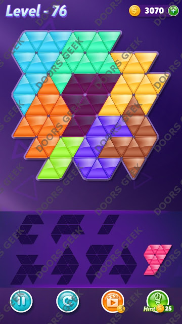 Block! Triangle Puzzle 8 Mania Level 76 Solution, Cheats, Walkthrough for Android, iPhone, iPad and iPod