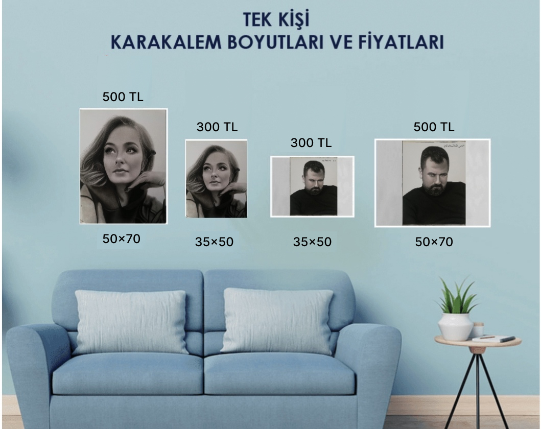 Karakalem Portre Fiyat Listesi Tek Kişilik