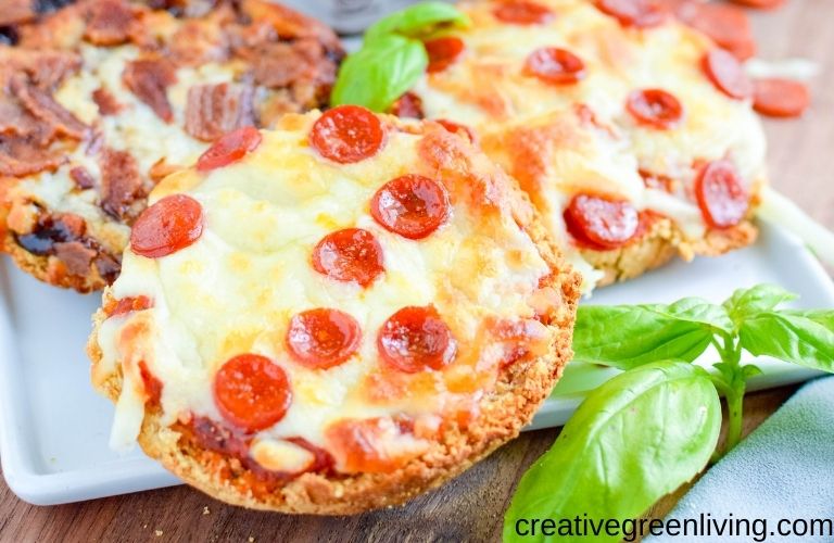 Gluten free mini pizzas made with canyon bakehouse english muffins