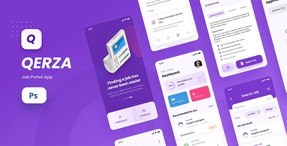 Best Job Portal iOS App Design PSD Template