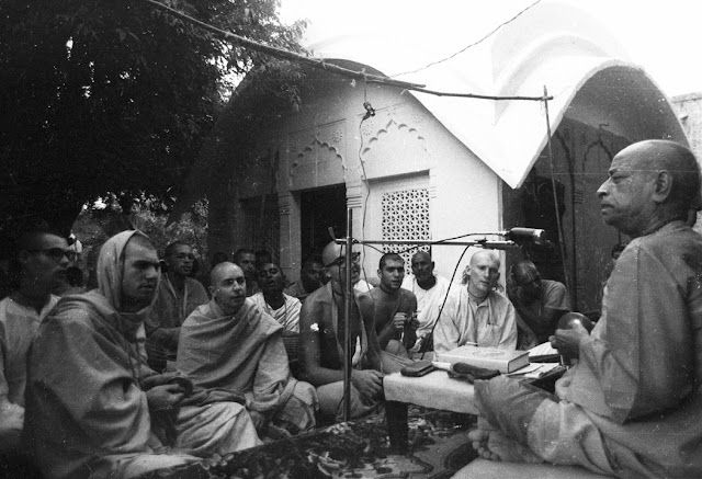 Srila Prabhupada at Rupa Goswami's Samadhi in Vrindavan