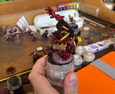 Khorne Blood Bowl Bloodspawn being painted