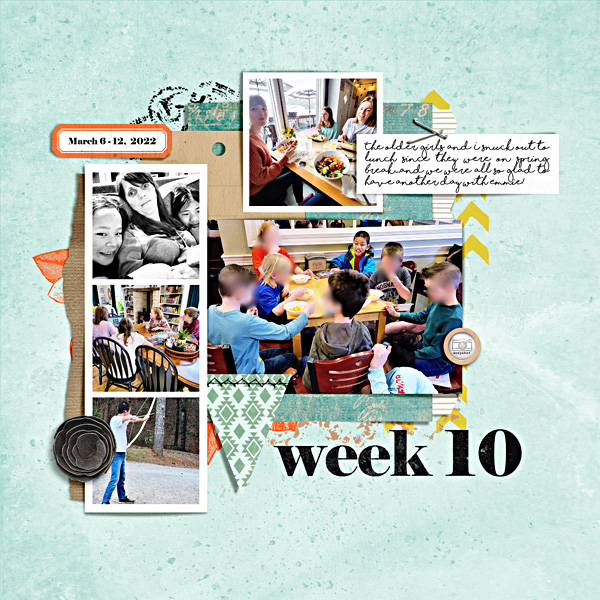 The left side of my week 10 digital scrapbook page.