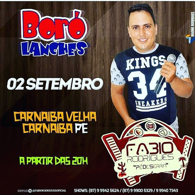 Boró Lanches apresenta Fábio Rodrigues em show ao vivo neste sábado em Carnaíba