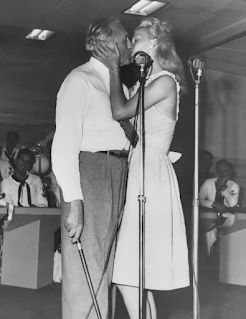 Carole Landis Kissing Jack Benny 1944