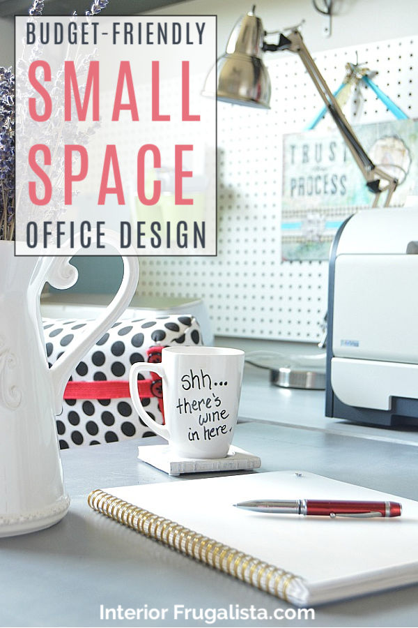 Small multi-purpose home office makeover on a $400 budget with smart solutions for tiny workspace design with creative DIY and upcycled furniture and home decor. #smalloffice #workspaceinspiration #homeofficedesign