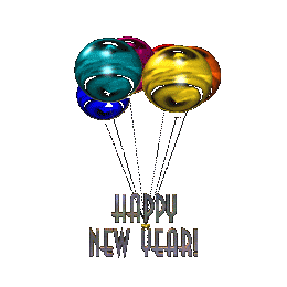 Happy new year wish with dancing balloons