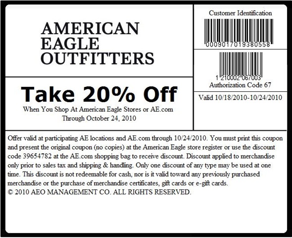 american eagle coupons. American Eagle 20% OFF Coupon.