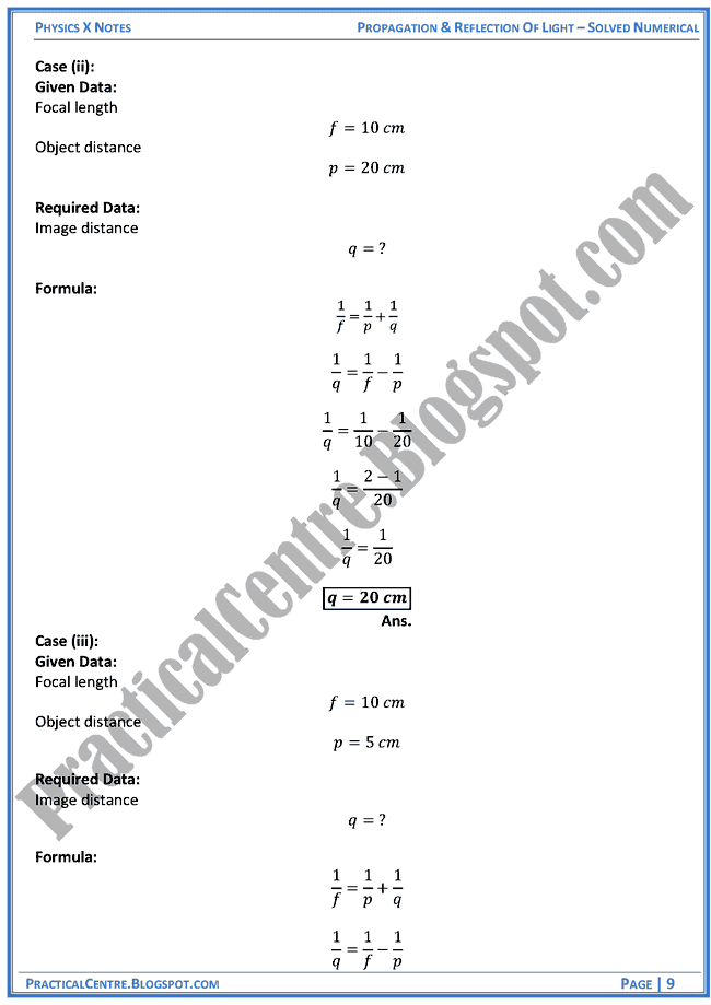 propagation-and-reflection-of-light-solved-numericals-example-and-problem-physics-x