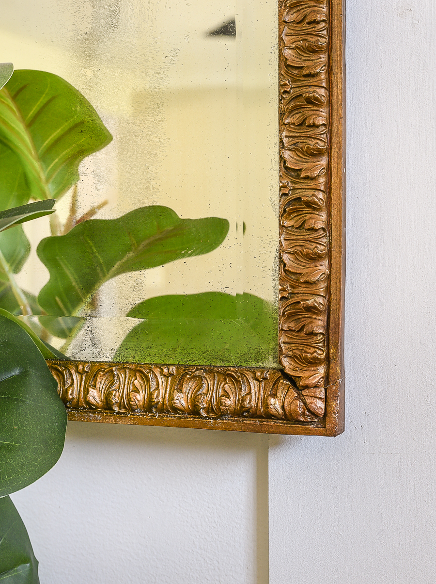 repaired vintage mirror using hot glue mold