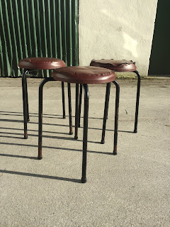 Vintage Leather Stackable Stools - OCD Vintage Furniture Ireland