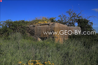 Tenth Polish bunker in Darewo. The moon in the sky