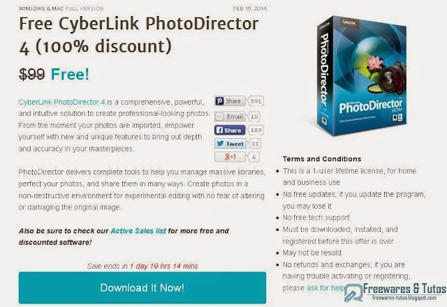 Offre promotionnelle :  CyberLink PhotoDirector 4 gratuit !