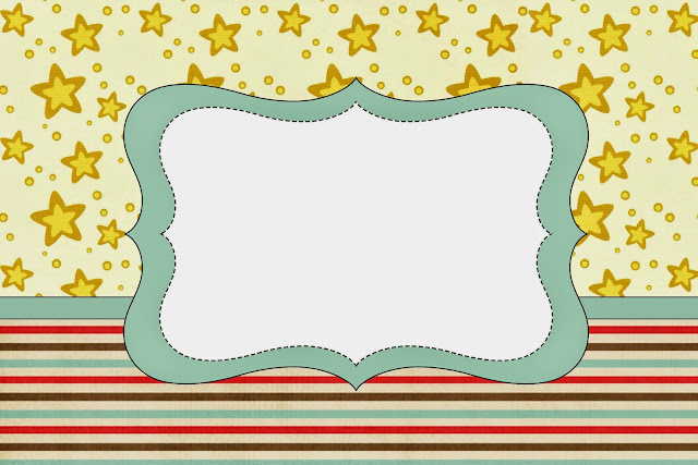 Golden Stars and Stripes Free Printable Invitations, Labels or Cards.