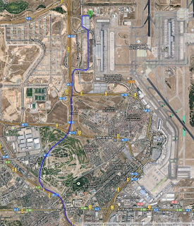 Ruta para llegar al aparcamiento de larga estancia del aeropuerto de Barajas.