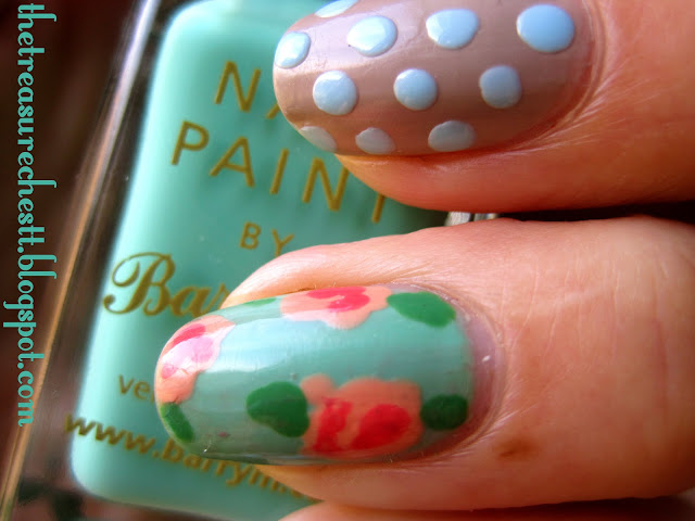 barry m mint rose nail art nails with polka dots essie brooch the subject