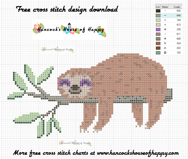 A Sleepy Sloth Cross Stitch Pattern Free to Download PLUS a Patreon Bonus 