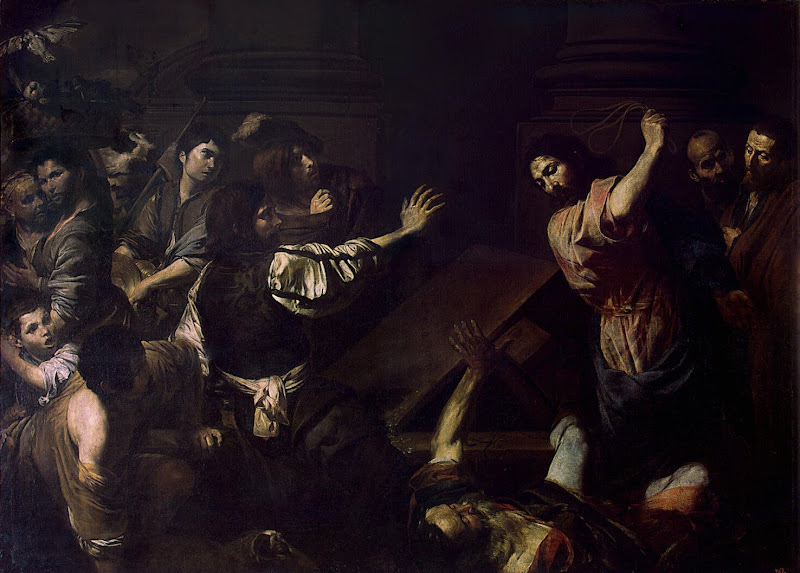 Expulsion of the Money-Changers from the Temple by Valentin de Boulogne - History, Religious paintings from Hermitage Museum