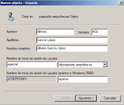 Nuevo objeto - Usuario Windows