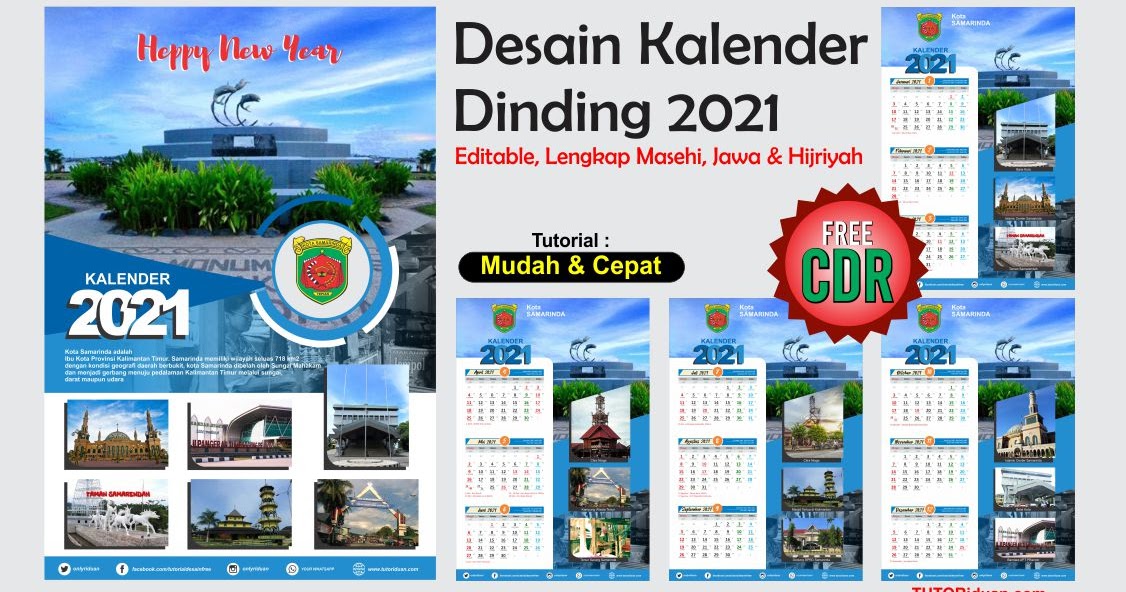  Desain  Kalender  Dinding 2021  dengan CorelDraw Free  CDR 
