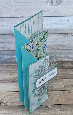 Christmas classics stampin up pleated cascade fun fold metric Christmas card