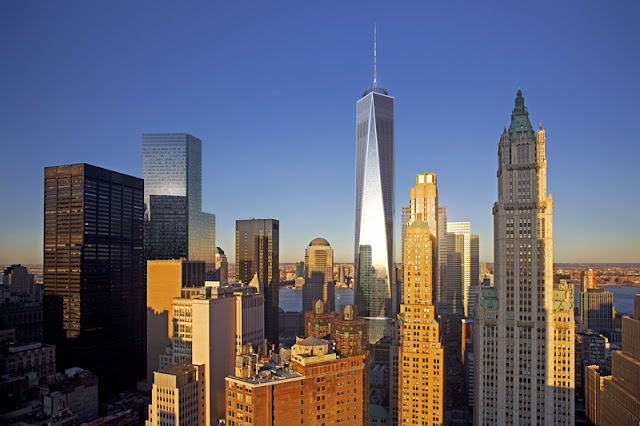 Photo of new wtc complex as seen from lower manhattan