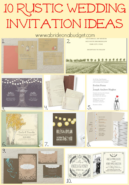 Are you planning a rustic wedding? Be sure to get started with these 10 Rustic Wedding Invitation Ideas from www.abrideonabudget.com.