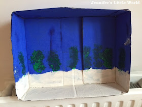 Cardboard box aquarium craft for children